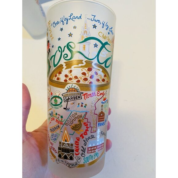 2 Boston Themed Catstudio Frosted Drinking Glasses Dated 2015 - Picture 8 of 11